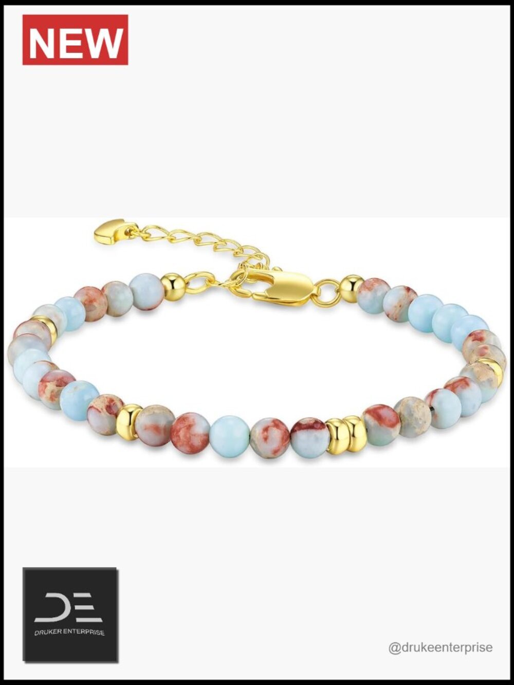 Handmade Floral Dangle Charms Beaded Tennis Bracelet, Fully Adjustable Trendy,